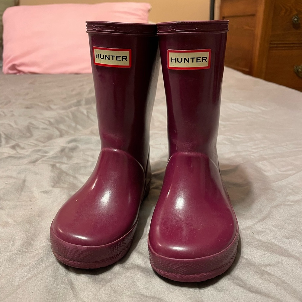 Hunter Kids Burgundy Rain Boots